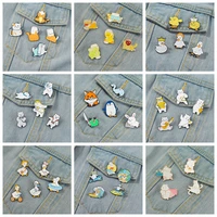 5pcsset enamel pins for backpack cartoon bear duck animals collection brooch badges fashion pin jewelry gifts friends wholesale
