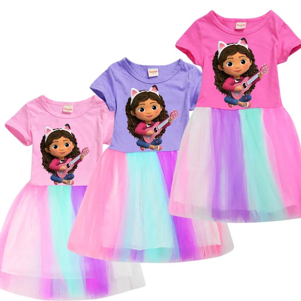 

Летние платья для кукольного домика для маленьких девочек, одежда с коротким рукавом для маленьких девочек, симпатичное кружевное платье п...