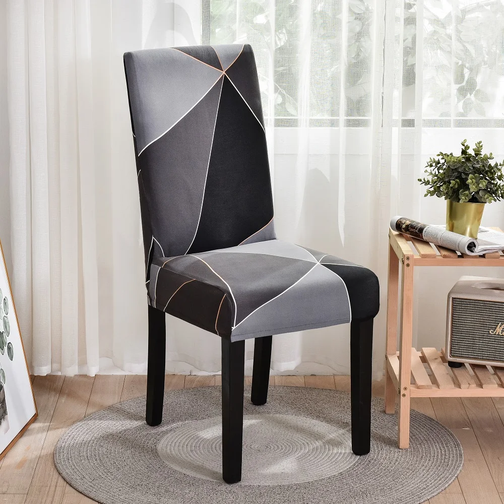 Universal Dining Chair Cover Geometric Elastic Slipcovers Chair Case Stretch Seat Cover for Wedding Hotel Banquet Living Room images - 6