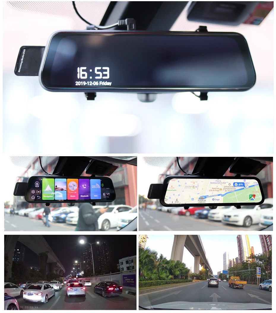 $62.79 Dual 1080P 4G Android 8.1 10 Inch Stream Media Car Rearview Mirror Bluetooth Camera Car Dvr ADAS Super Night WiFi GPS Dash Cam