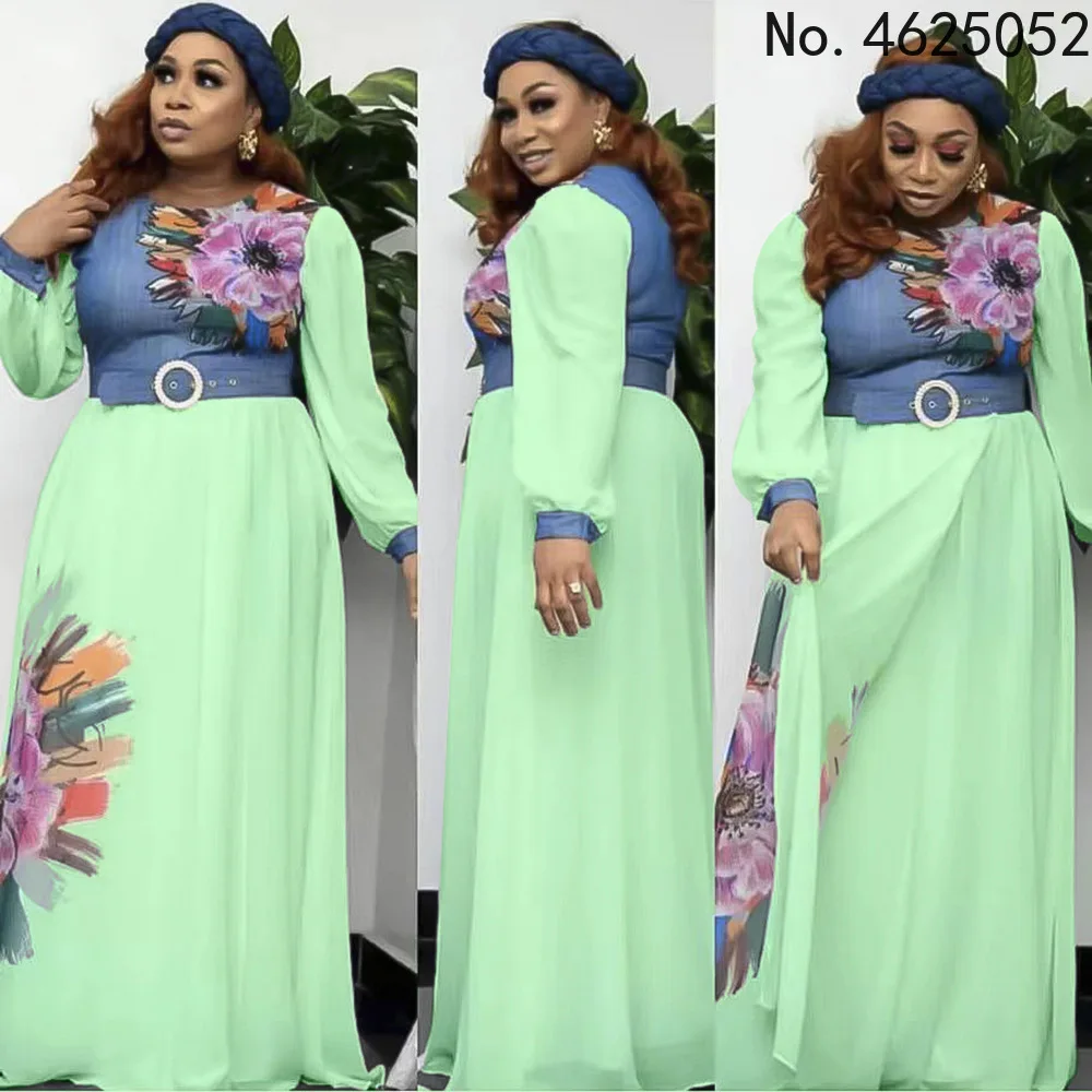 

Женское платье с Африканским принтом, длинное шифоновое платье из Дубая, турецкого Анкары, летняя одежда 2022, вечернее праздничное платье, пл...