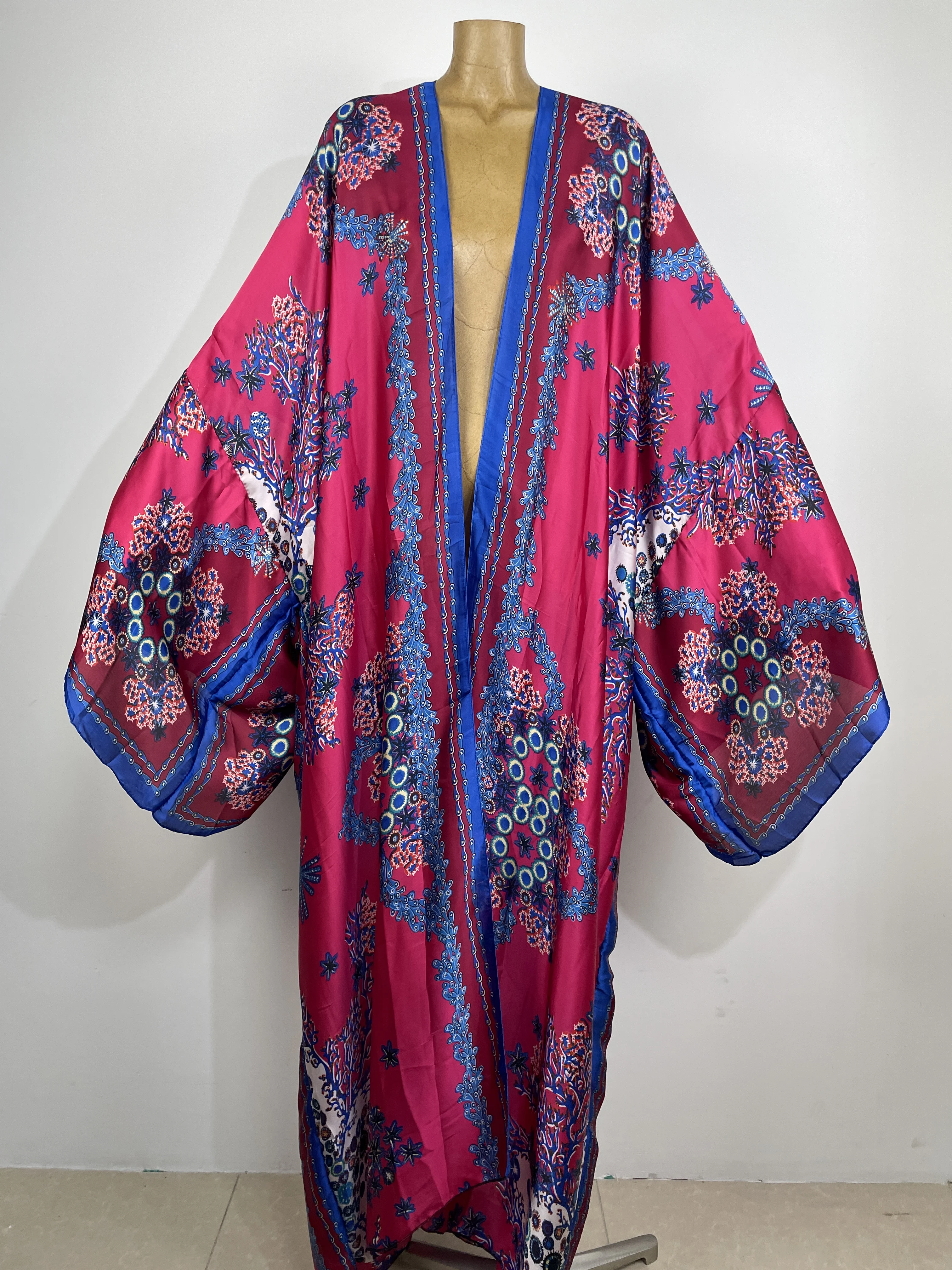 

2023 Hot New Middle East Kimono Women Cardigan Stitch Kaftan Cocktail Sexy Boho Beach Cover Up African Holiday Long Sleeve Robe