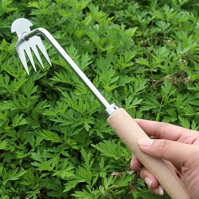 

1pc Weeding Artifact Uprooting Weeding Tool Steel Weed Puller 4 Teeth Dual Purpose Weeder Hand Remover Tool For Garden
