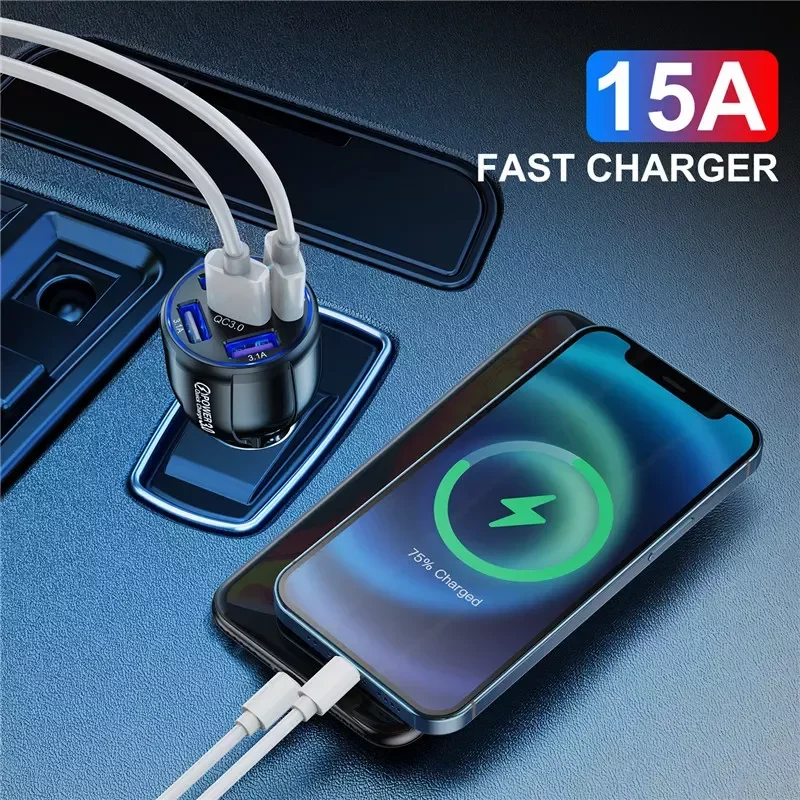 

5 Port Fast Charging Car USB Charger redmi note 10 pro Quick Charge 3.0 15A Charger Mobile Phone Charge in Car