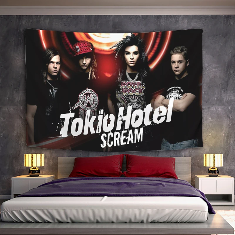 

Bedroom Decoration Tokio Hotel Living Room Decor Aesthetic Fabric Tapestry for Wall Hanging Art Mural Tapestries Home Decors the