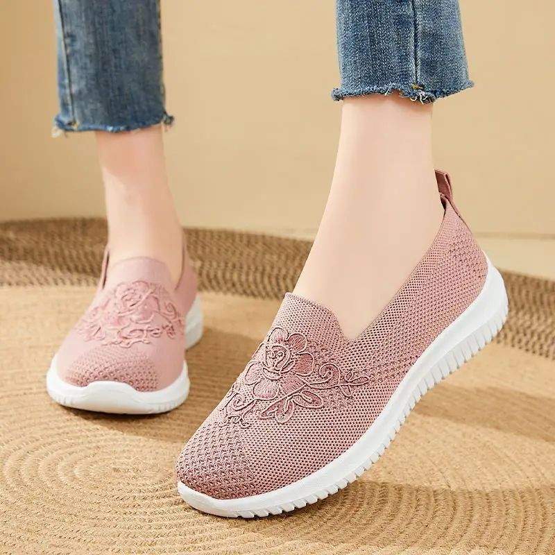Women's Summer Mesh Sneakers Mom Breathable Flat Shoes Ladies Comfort Light Women Casual Shoes Slip on Loafers Zapatillas Muje