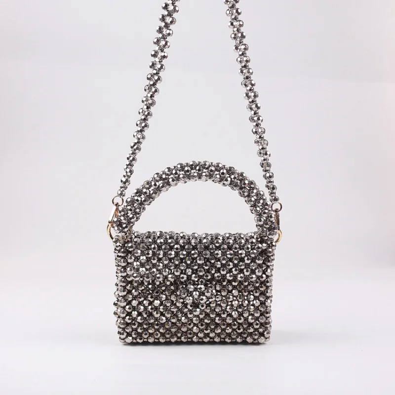 

Designer Fashion Casual Simple Hand Beaded Woven Handbag Dinner Party Bags for Women Tote Brand Clear Acrylic Handmade 2023