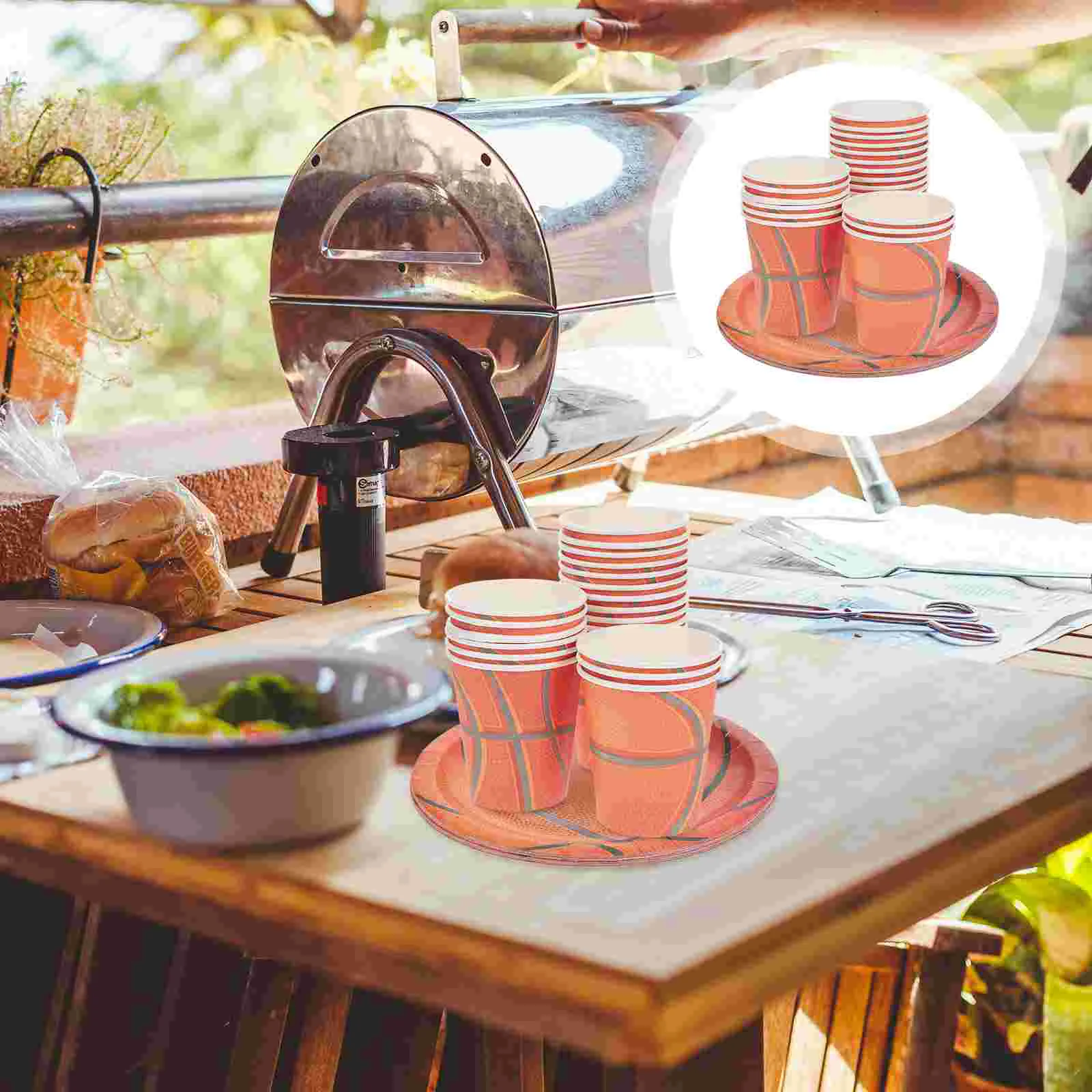 

40 PCS Basketball Party Supplies Plates Cups Set Party Paper Tray Paper Party Tableware Party Supplies Paper Cups Plates