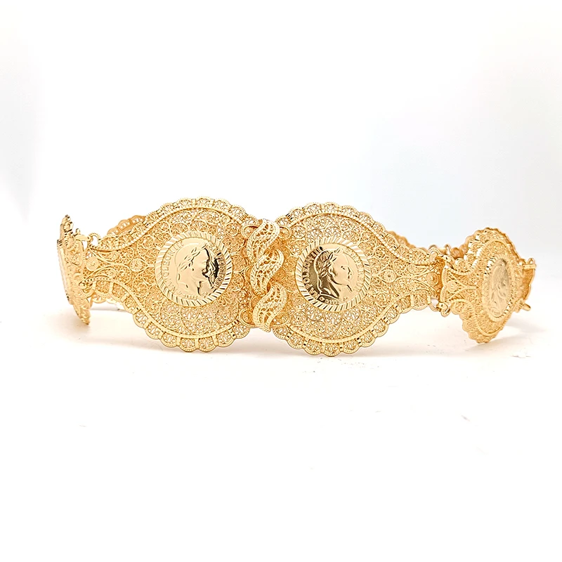 

Middle Eastern Bridal Chain Gold Belt with Napoleon's Head Gold-plated Pendant Female Necklace Turkish Women's Belt Jewelry