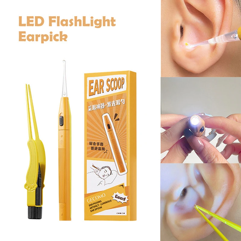 

LED FlashLight Earpick Baby Ear Cleaner Endoscope Penlight Spoon Cleaning Ear Curette Light Spoon with Magnifier Ear Wax Removal