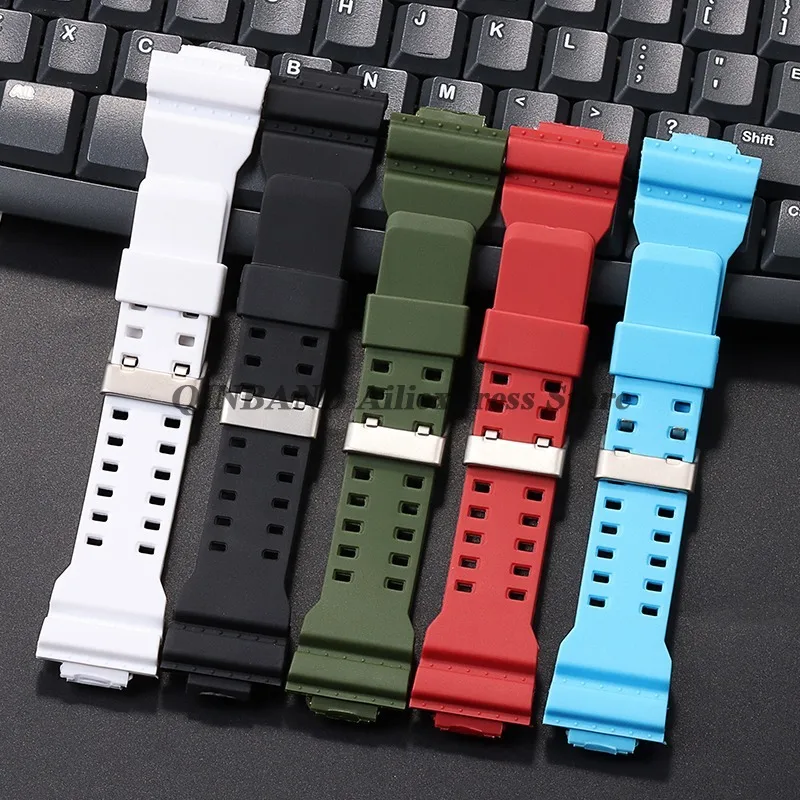 Фото Ремешок для часов Casio GD-100 G-8900 GA-120, 16 мм, силиконовый, резиновый, черный, водонепроницаемый, спортивный браслет, замена ремешка №5