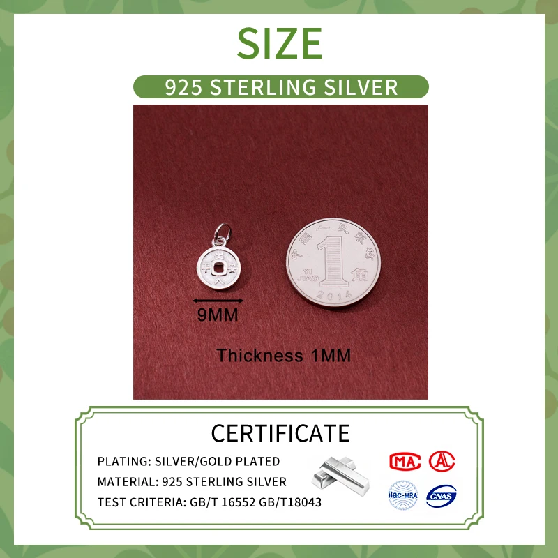 Подвеска-монета из серебра 925 пробы с китайскими иероглифами браслет сделай сам