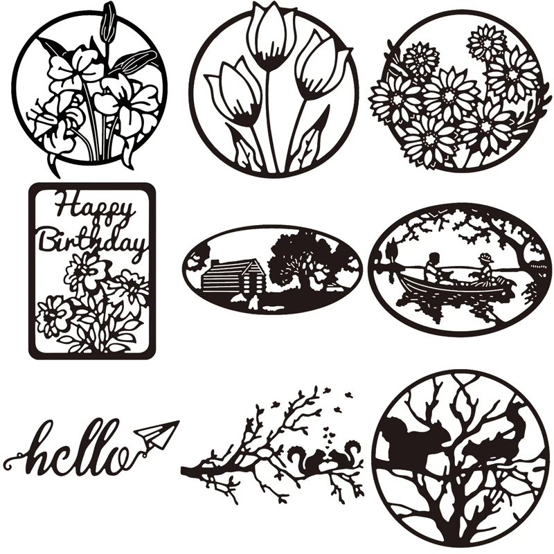 

Белка нарцисы цветы Hello металлические Вырубные штампы фотоальбом трафарет для скрапбукинга "сделай сам" тиснение ремесленный шаблон