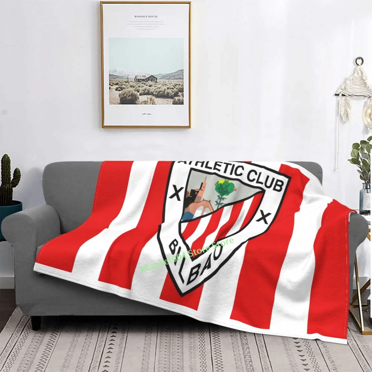 

Bilbao Leeuw Voetbal Masker Rood Wit Hot Koop Printing Hoge Qiality Flanellen Deken Bilbao Baskische Leeuw Voetbal