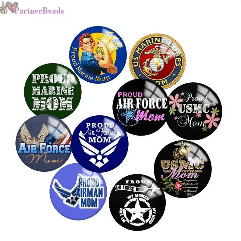 

Air force Round Photo Glass Cabochon Demo Flat Back Making Findings 20mm Snap Button N5831