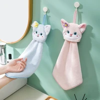 cartoon fox hanging hand towel soft coral kitchen towel cute kids child baby quick dry bathing towel cloth bathroom accessories