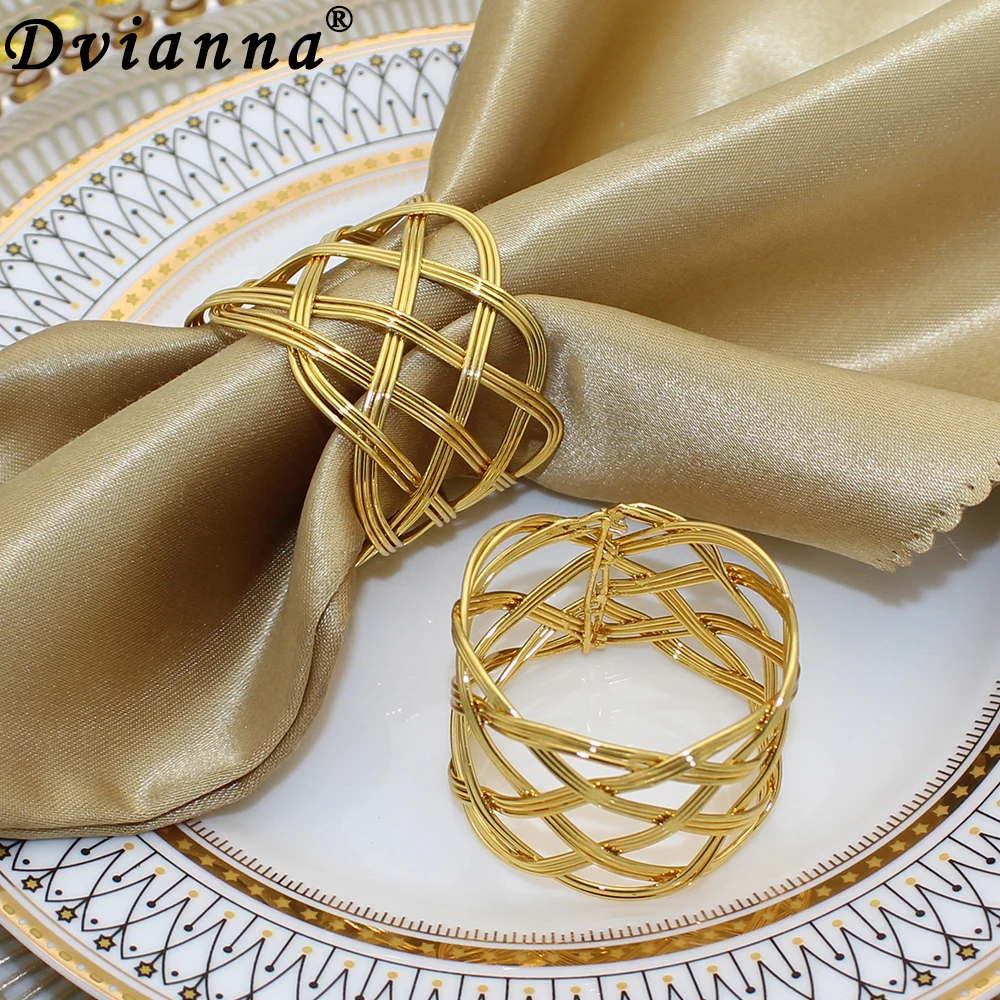 6 шт. золотые кольца для салфеток HWM210