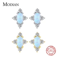 modian real 925 sterling silver elegant natural opal stud earrings for women trendy wedding engagement fine jewelry bijoux