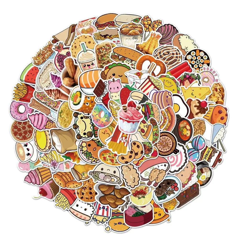 

10/30/50PCS Cartoon Gourmet Dessert Personality Graffiti Creative Sticker Laptop Phone Guitar Car Waterproof Sticker Wholesale