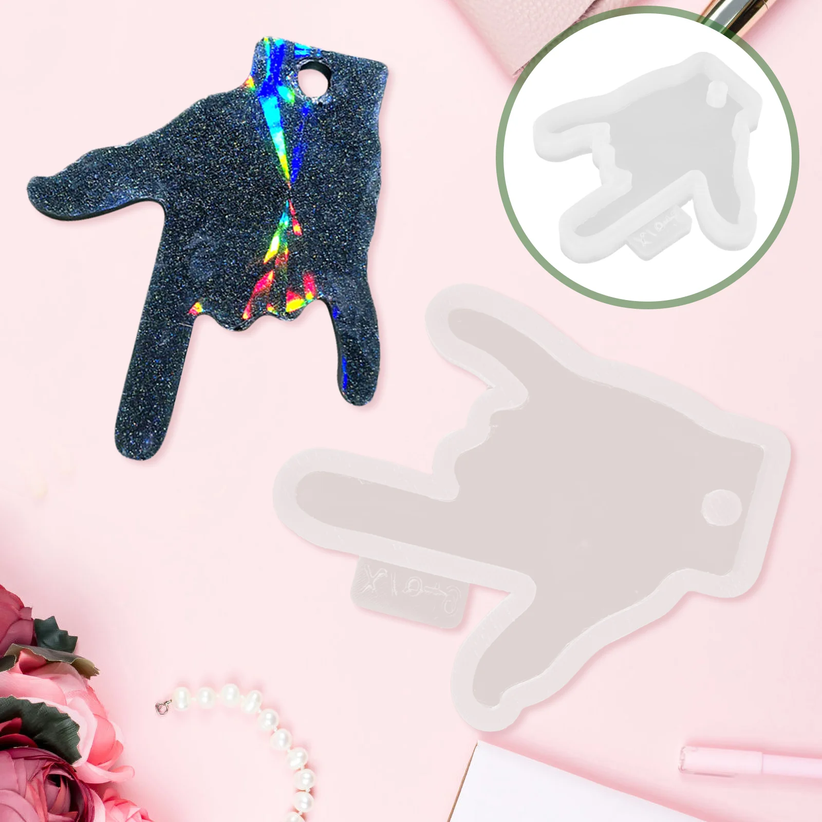 

Necklace DIY Keychain Mold Pendant Charm Silicone Crafts Resin Gesture Decor Silica Gel Shape Shaped Crystal