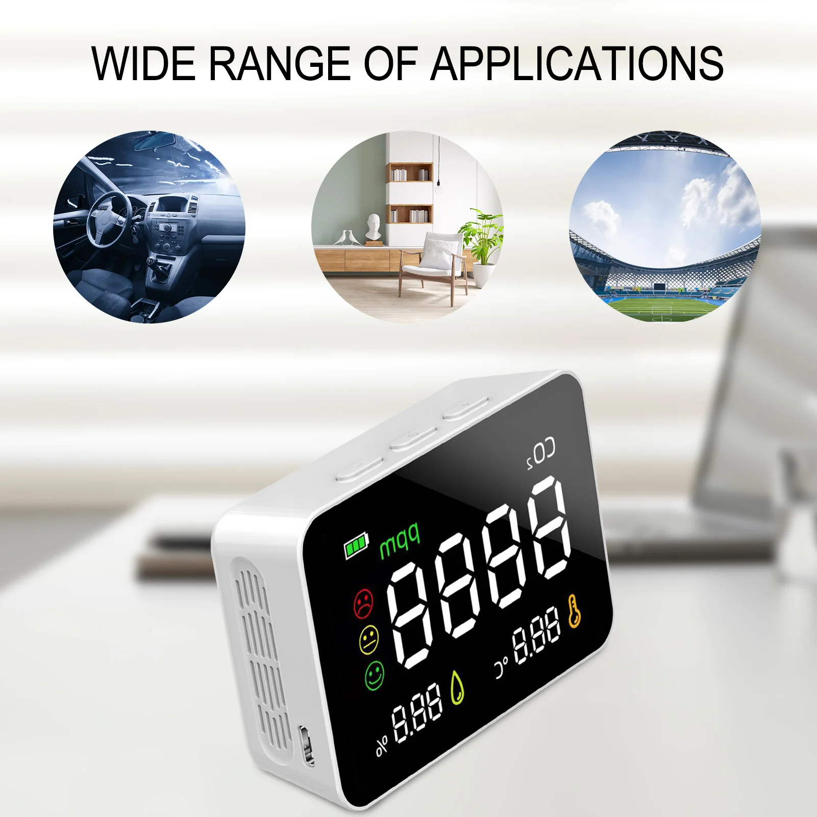 

Carbon Dioxide Detector Air Quality Monitor CO2 Detector Plug In Wall Indoor Air Alarm Meter For Grow Room Home Office Car