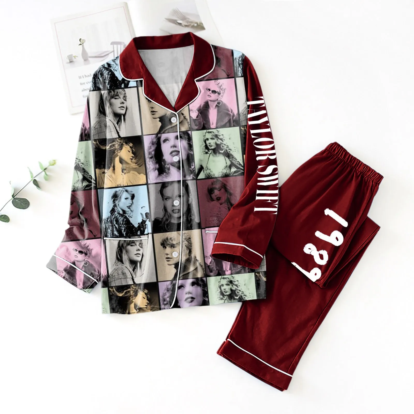 

1989 Ts Dlx Shirts&Trousers Sleepwear Set Long-Sleeve Pants T-Shirt Swift Print Matching-Set Pijama-Set Home-Wear Lounge Pajamas