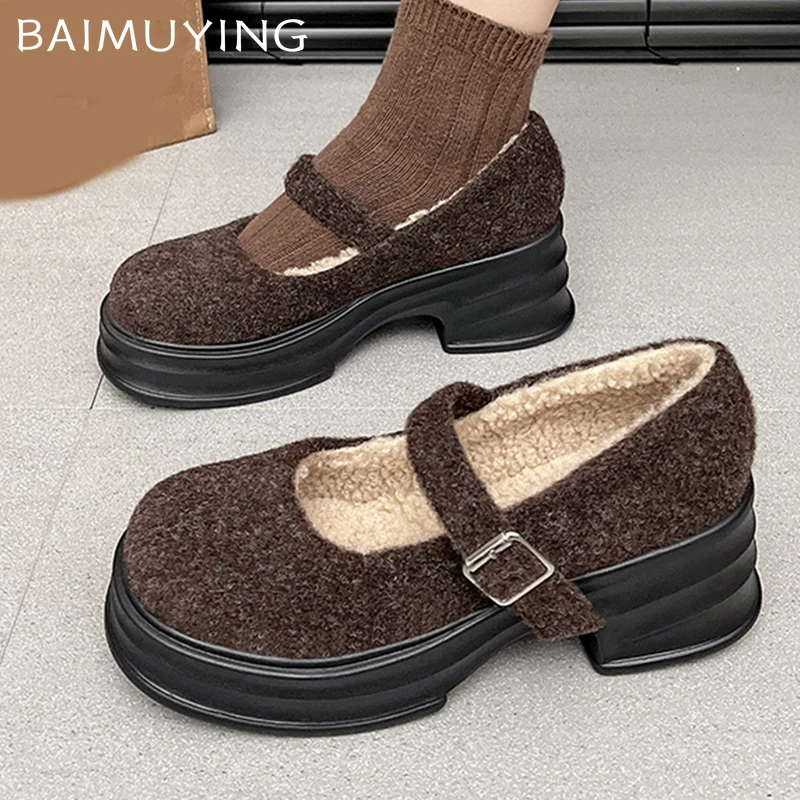 Женские замшевые лоферы на платформе модные туфли высоком массивном каблуке