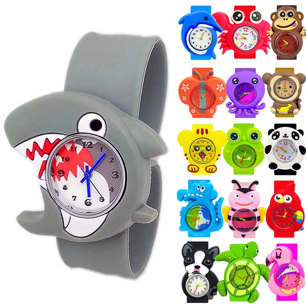 200 Style Animals Shark Unicorn Watch Kids Toys Children Quartz Watches Silicone Slap Belt Child Clock Baby Watch Christmas Gift