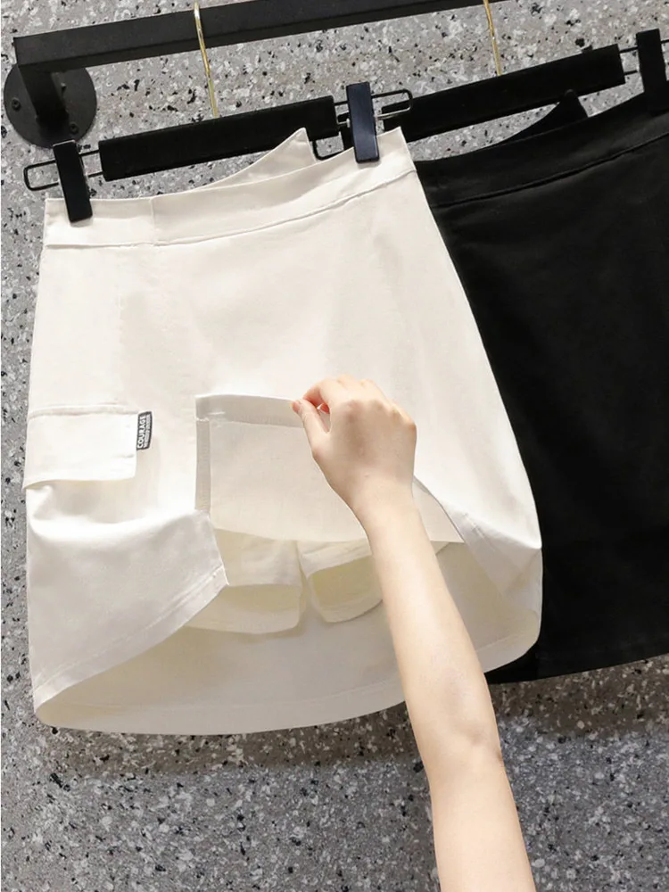 

Oversize Elastic Waist Denim Skirts Female Summer High Waist A-line Black Split Stretchable Skirts XL-5XL Big Clothing