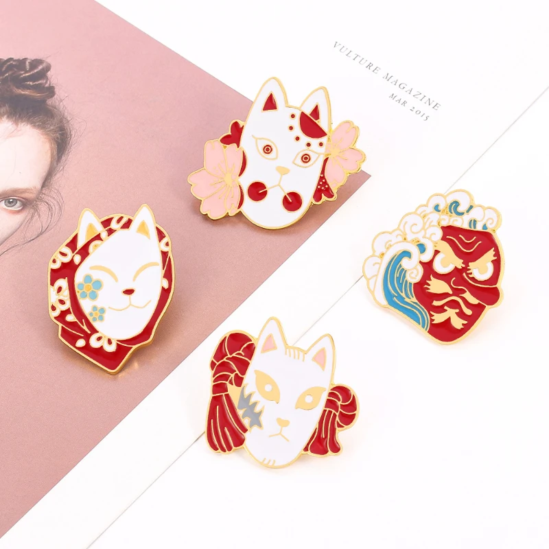 

Demon Slayer Mask Friends Anime Women's Brooch Badges Enamel Pin Lapel Pins Christmas Gifts for Girls Fashion Jewelry