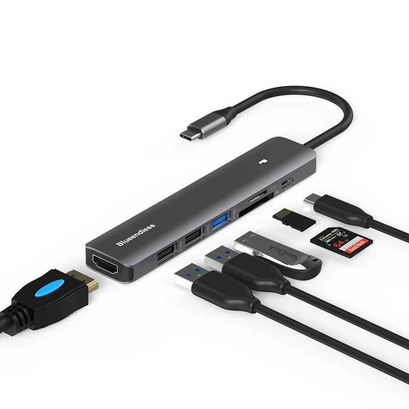 Док-станция Blueendless USB Type C новые порта USB-концентратор 4K @ 30 Гц HD USB3.0 TypecMulti