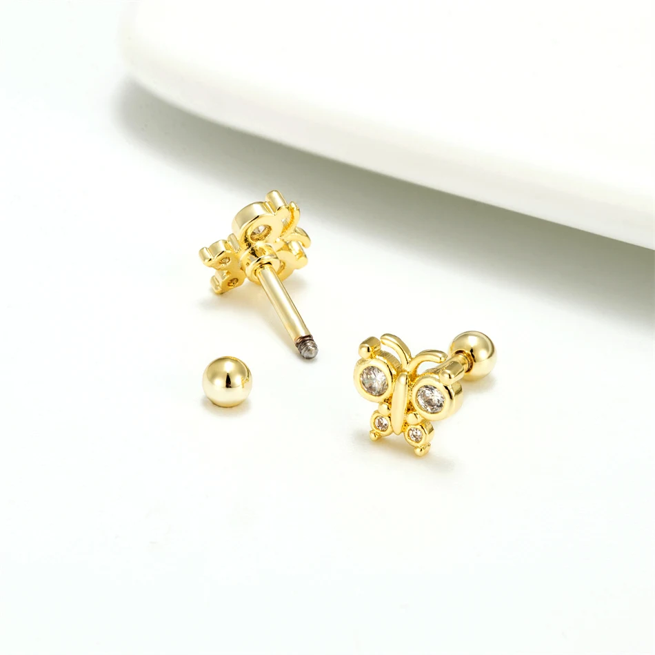 

Bohemia Crystal Butterfly Earring for Women 16G 6mm Ear Stud Stainless Steel Barbell Cartilage Helix Tragus Piercing Jewelry