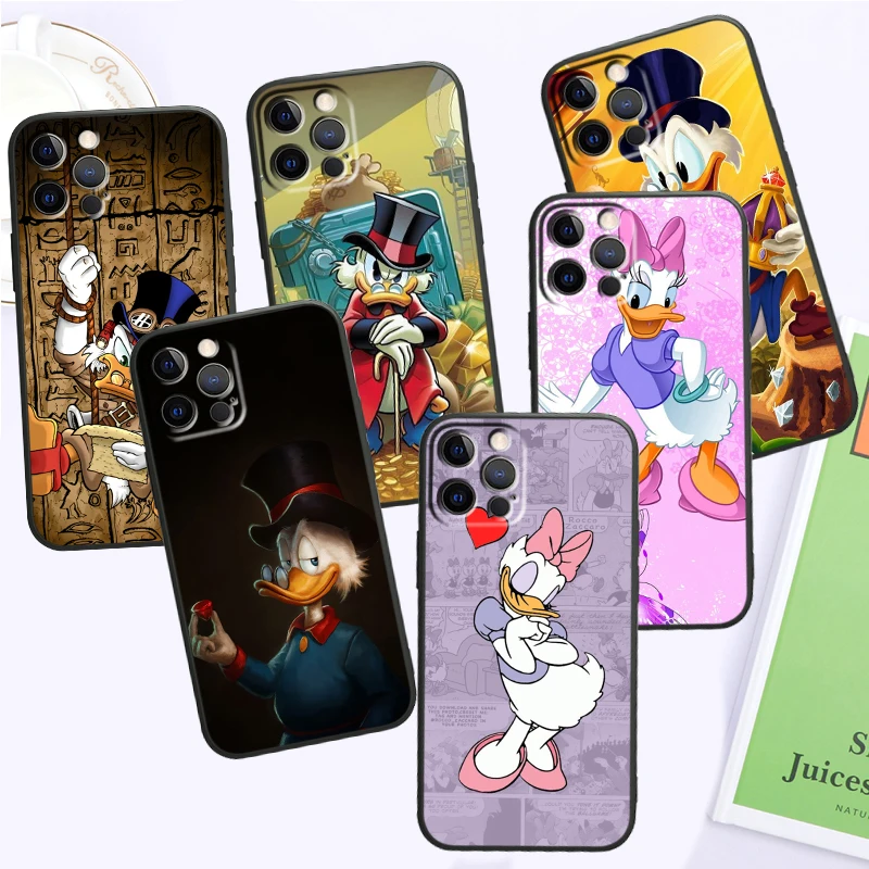 

For iPhone 15 14 13 12 11 XS XR X 8 7 SE Pro Max Plus Mini Black Anime Comics Donald Duck Soft Phone Case