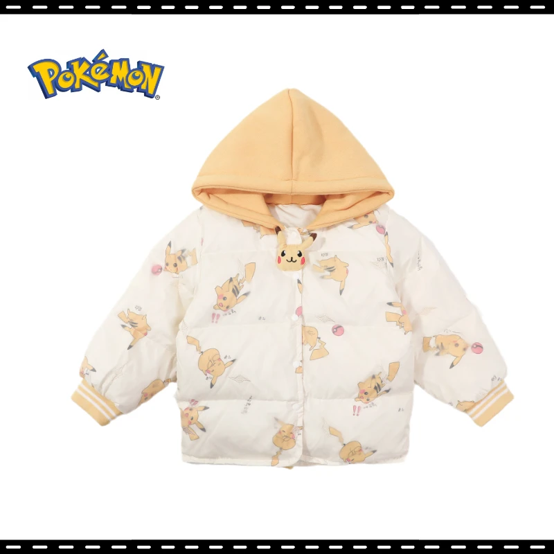

Anime Peripherals Pokemon Pikachu Girls Children Hooded Cotton Padded Thick Winter Warm Fashion Clothes Children's Gifts