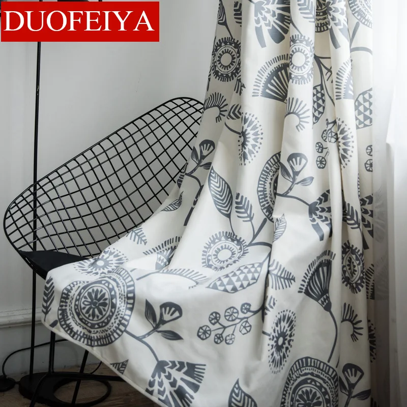

New Curtains for Living Room Concise Modern Ins Nordic Wind Matching Colored Linen Curtains for Bedroom Balcony Printing Curtain