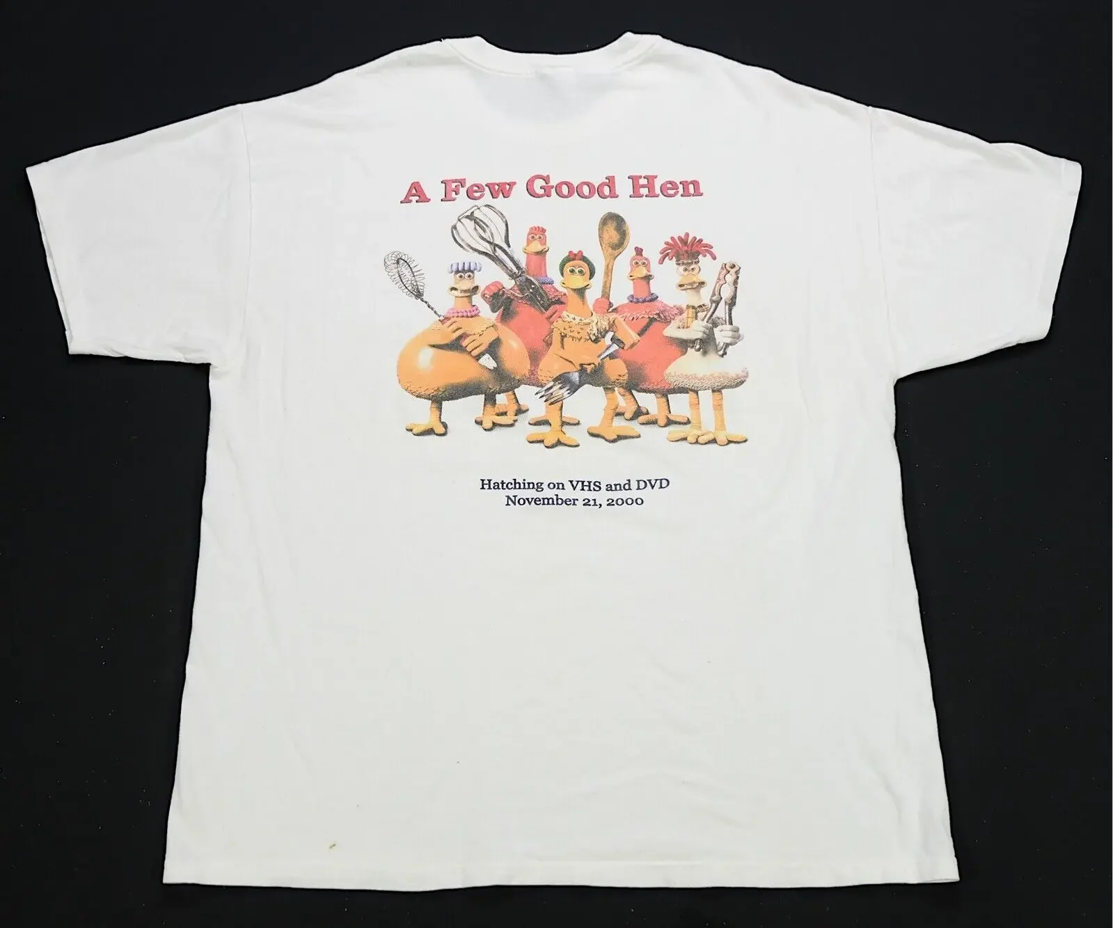 Редкая винтажная промо-футболка цыпленка Run 2000 VHS DVD 90s 2000s анимационная пленка XL