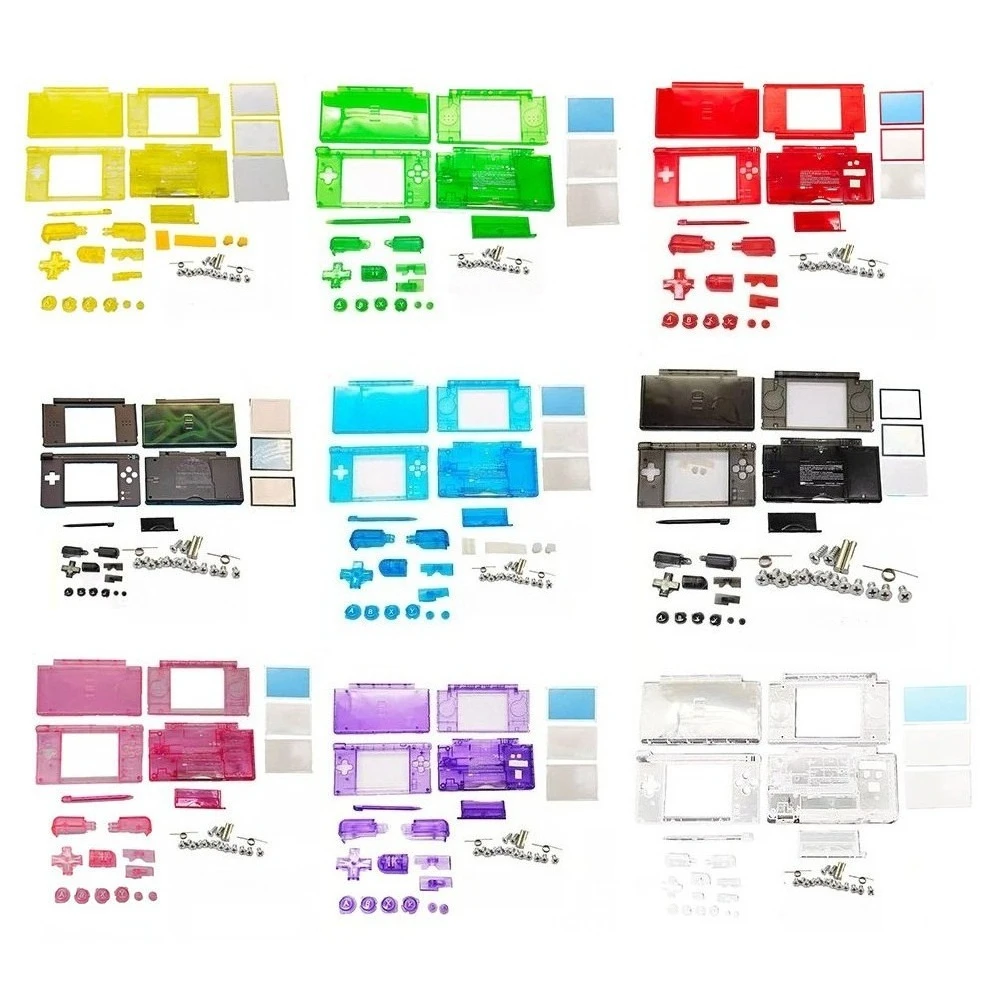 Фото Прозрачный полный корпус для замены Nintendo NDS Lite/NDSL, полный комплект с кнопками и винтами, ремонтный набор №1