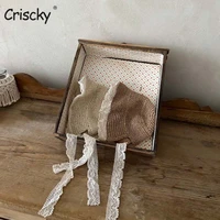 criscky fashion lace baby hat summer straw bow baby girl cap beach children panama hat princess baby hats and caps for kids