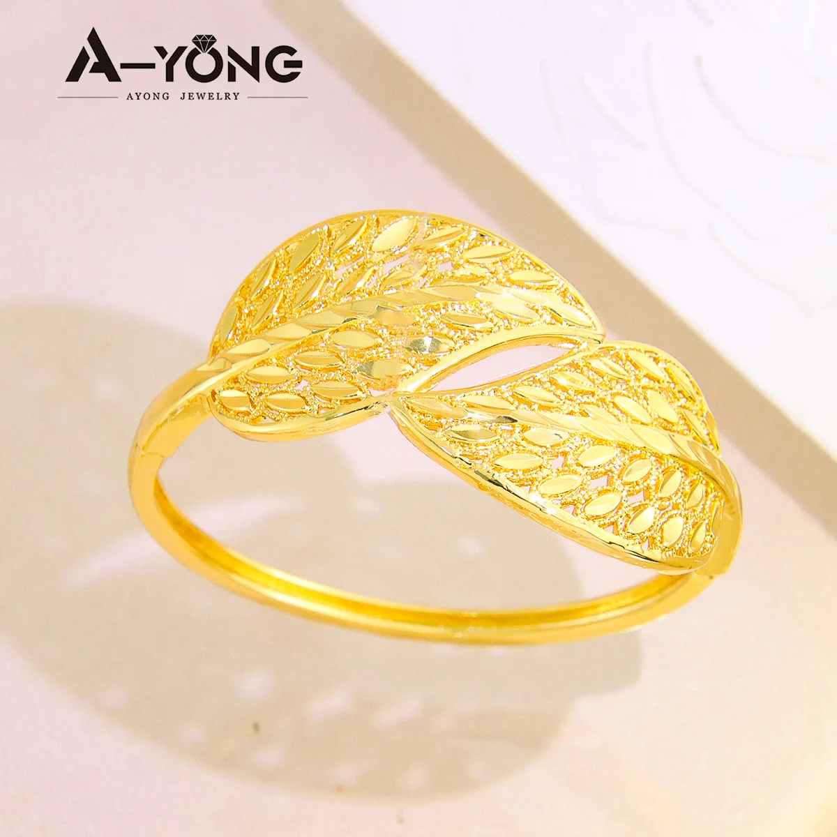 

AYONG Elegant Women Gold Bracelet 21k Gold Plated Luxury Fashion Dubai Bangles For Birthday Wedding Party Gift