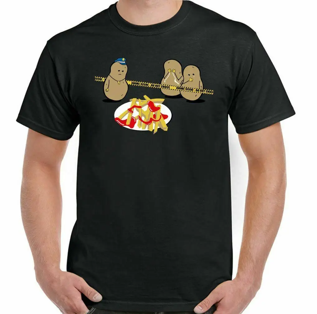 Camiseta divertida de Potato Murder para hombre, camiseta de gran tamaño para cumpleaños de Chef, barbacoa, comida frita, Chef