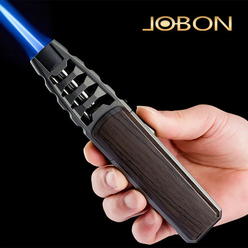 

New JOBON Metal Outdoor Windproof Turbine Torch Strong Fire Power Blue Flame Straight Butane Gas Lighter Gas Kitchen BBQ Welding