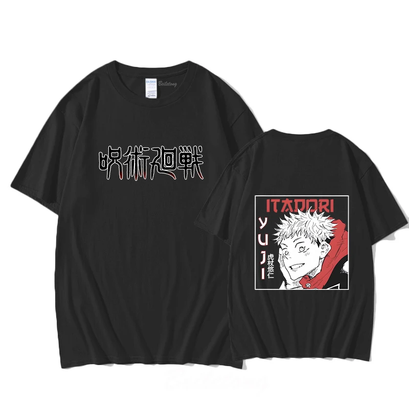 

Yuuji Itadori Shirt Jujutsu Kaisen Tshirt Streetwear Men 100 Cotton Tops Unisex Sorcery Fight Manga 2-side Harajuku Casual Print