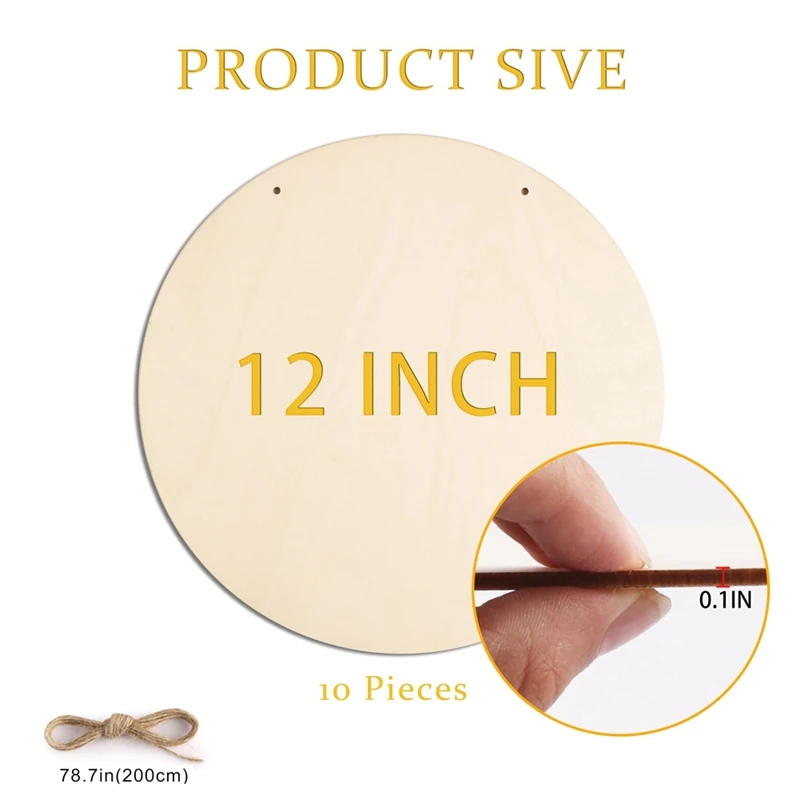 12-дюймовые деревянные круги для поделок незавершенная деревянная пустая дверная