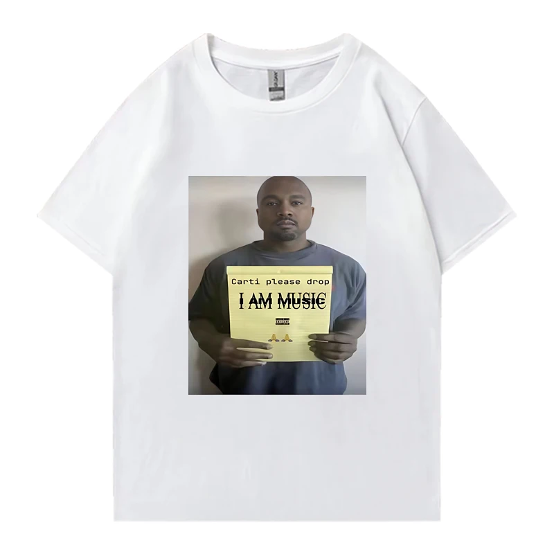 Фото Забавная футболка Playboi Carti Kanye West I Am Music с рисунком для мужчин и женщин, модные футболки в стиле хип-хоп с короткими рукавами, хлопковая футболка, уличная одежда №2