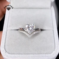 nonoyes delicate silver color white zircon heart rings for women fashion bridal engagement wedding ring classic set jewelrt gift