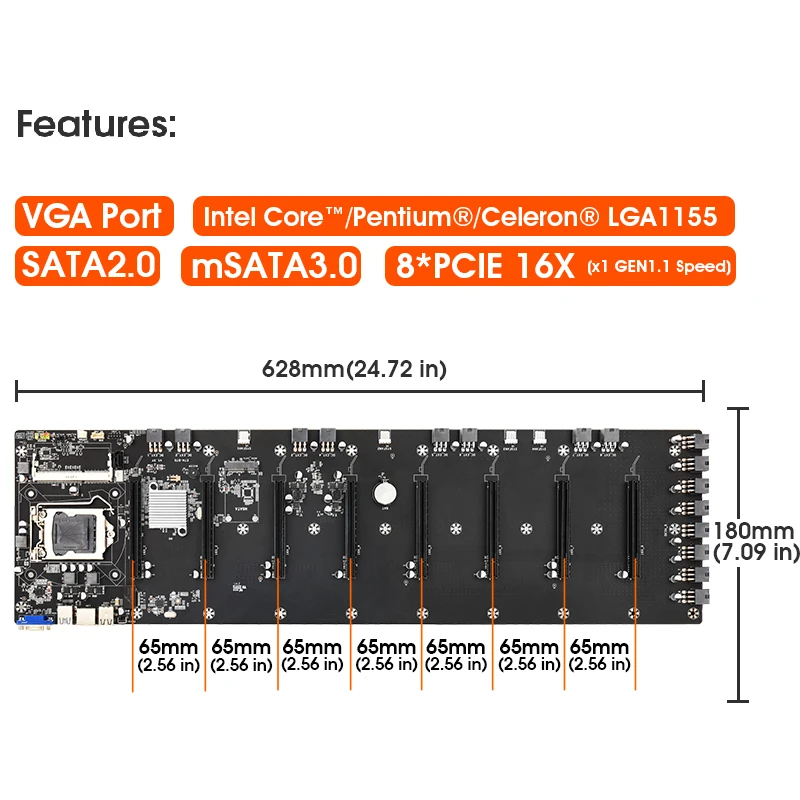 Материнская плата для майнинга эфириум Биткоин без запасов и т. д. B75 8 GPU