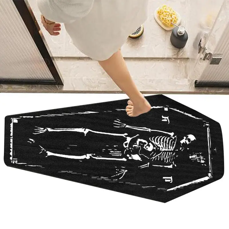 

Gothic Style Carpets For Living Room Halloween Bedroom Decor Skeleton Carpet Dark Gothic Coffin Door Mat Non-slip Rug