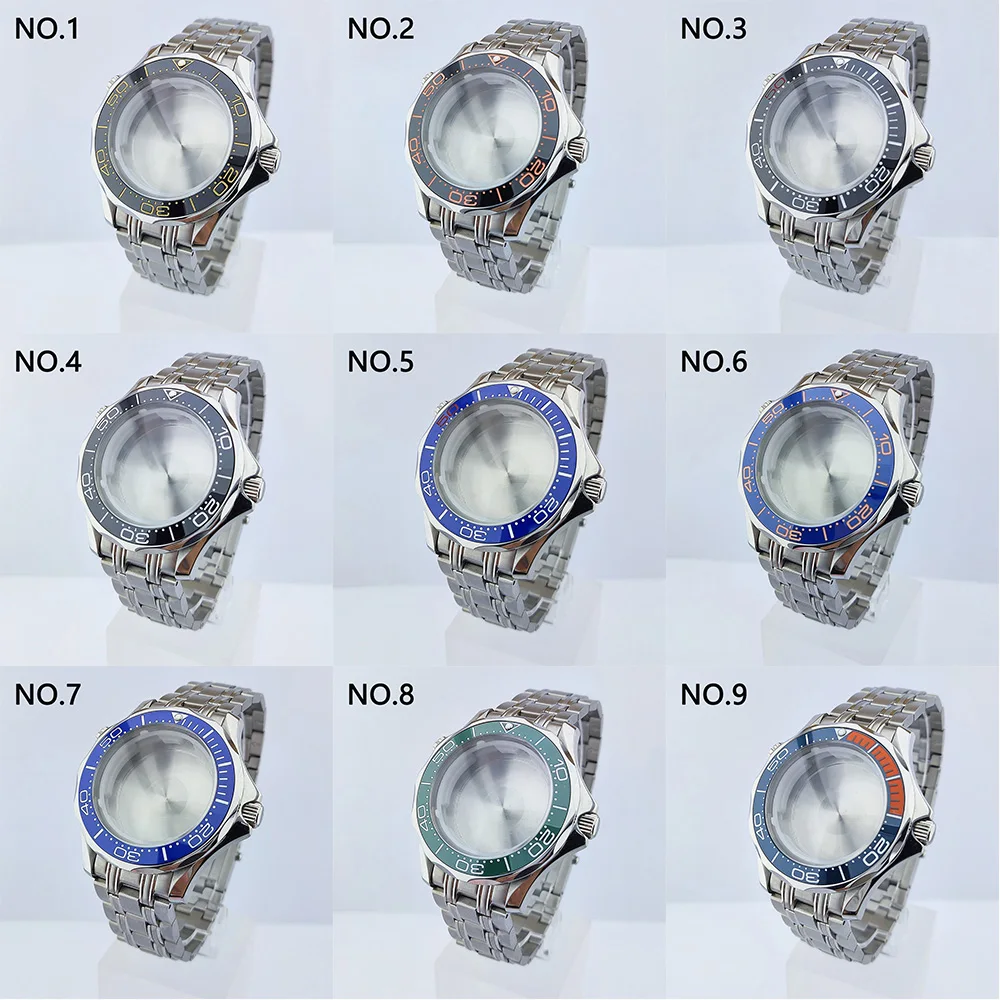 41mm Watch case silver case Stainless Steel Case Men's watches case Watchband Bracelet strap for miyota 8215/DG2813 movement
