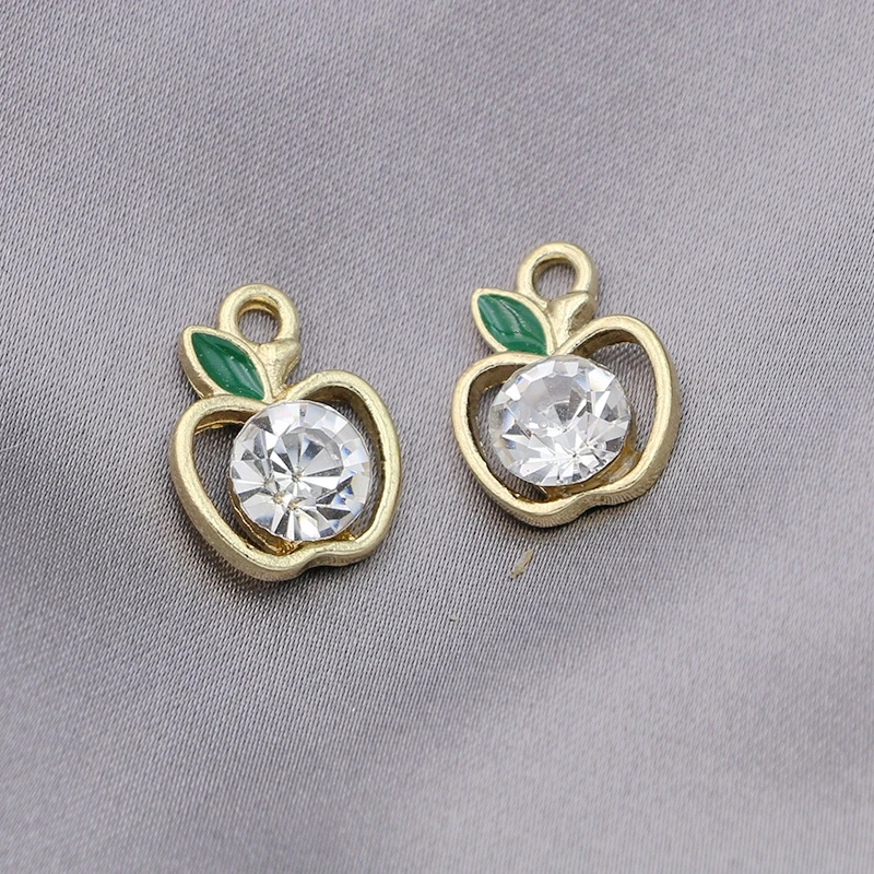 

5Pcs Gold Plated Crystal Apple Charm Pendant Jewelry Making Bracelet Accessories Necklace Handmade DIY 16x12mm