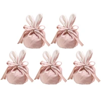 5pcs velvet easter bunny wedding party goodie bags packing cake valentines day rabbit gift bag packaging candy cookie present